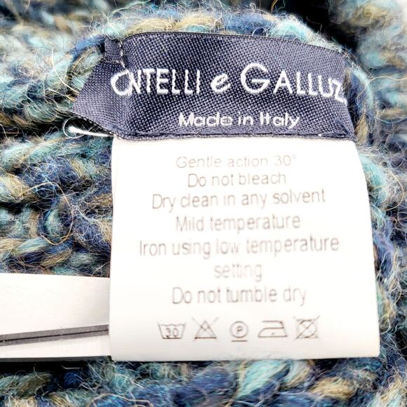 Cintelli e Galluzzo Blue Aplaca Wool Blend Knitted Beanie Hat Made in Italy OS - Picture 7 of 11